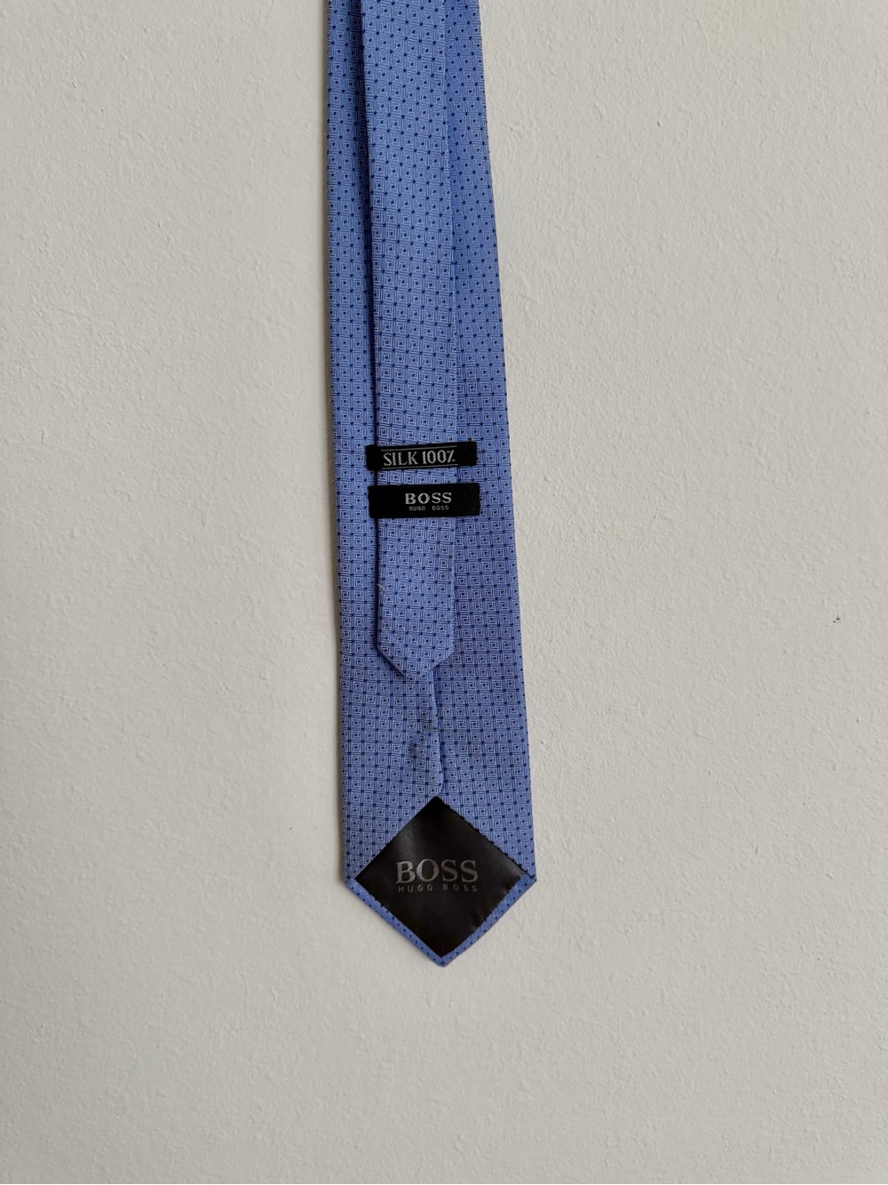 Hugo Boss Light Blue Silk Tie with Micro-Dot Texture
